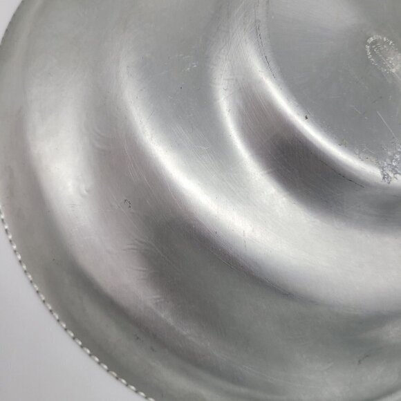 Vtg Hand Wrought Aluminum Serving Bowl Floral Roses Embossed Wilson Specialties - Picture 12 of 16